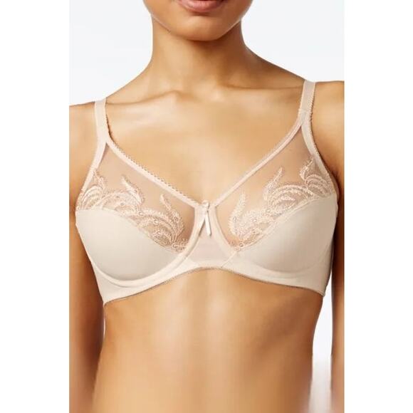Wacoal Feather Full Figure Sheer-Embroidery Underwire Bra 85121 Size 34DD - Picture 1 of 4